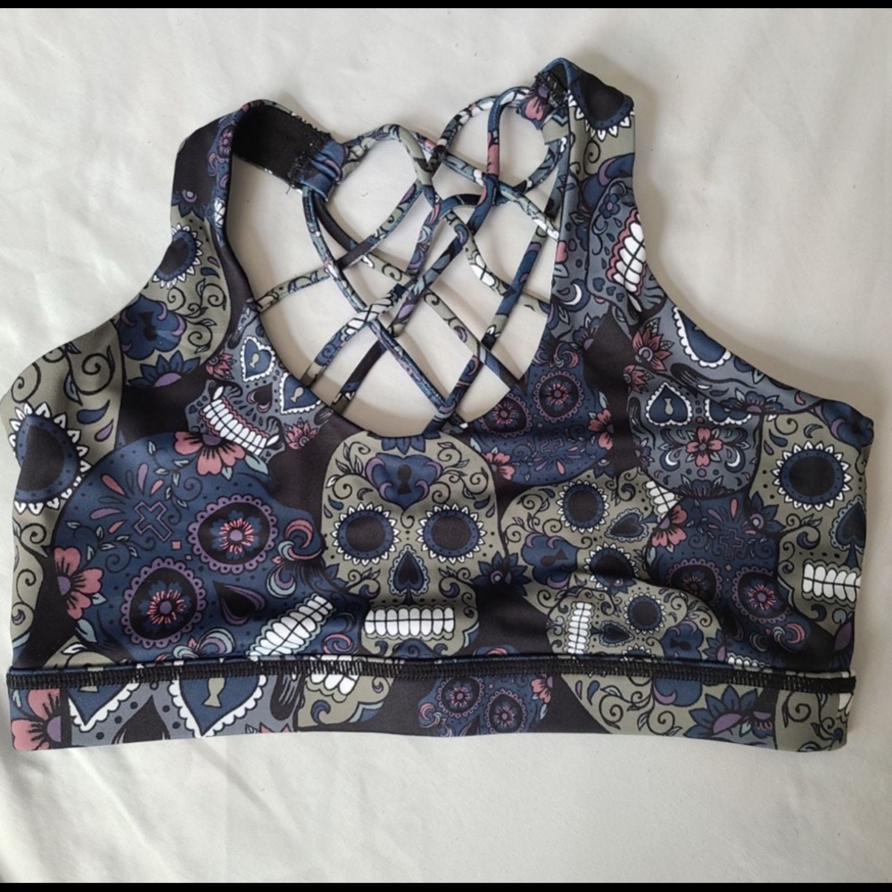 CVG sugar skull sports bra size S